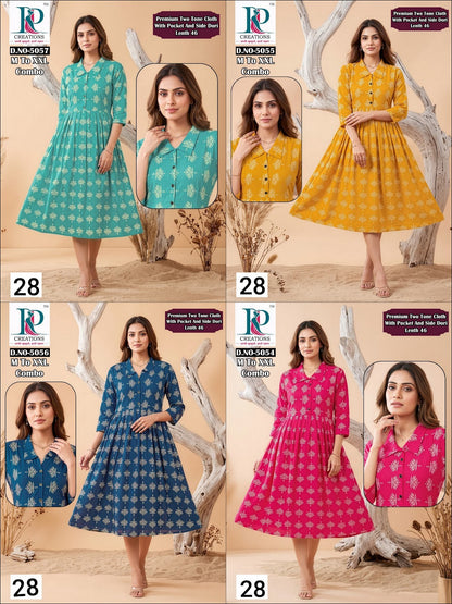 Design 28 Rd Two Tone Anarkali Kurtis Supplier