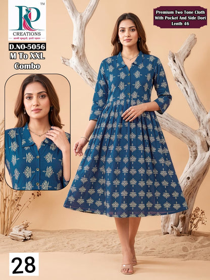 Design 28 Rd Two Tone Anarkali Kurtis Supplier