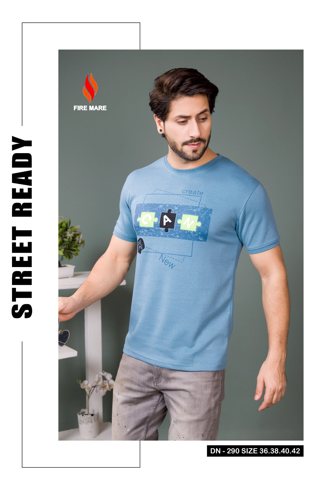Design 290 Fire Mare Cotton Mens Tshirts Manufacturer Gujarat