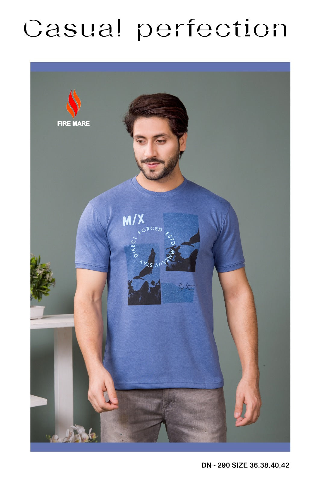 Design 290 Fire Mare Cotton Mens Tshirts Manufacturer Gujarat