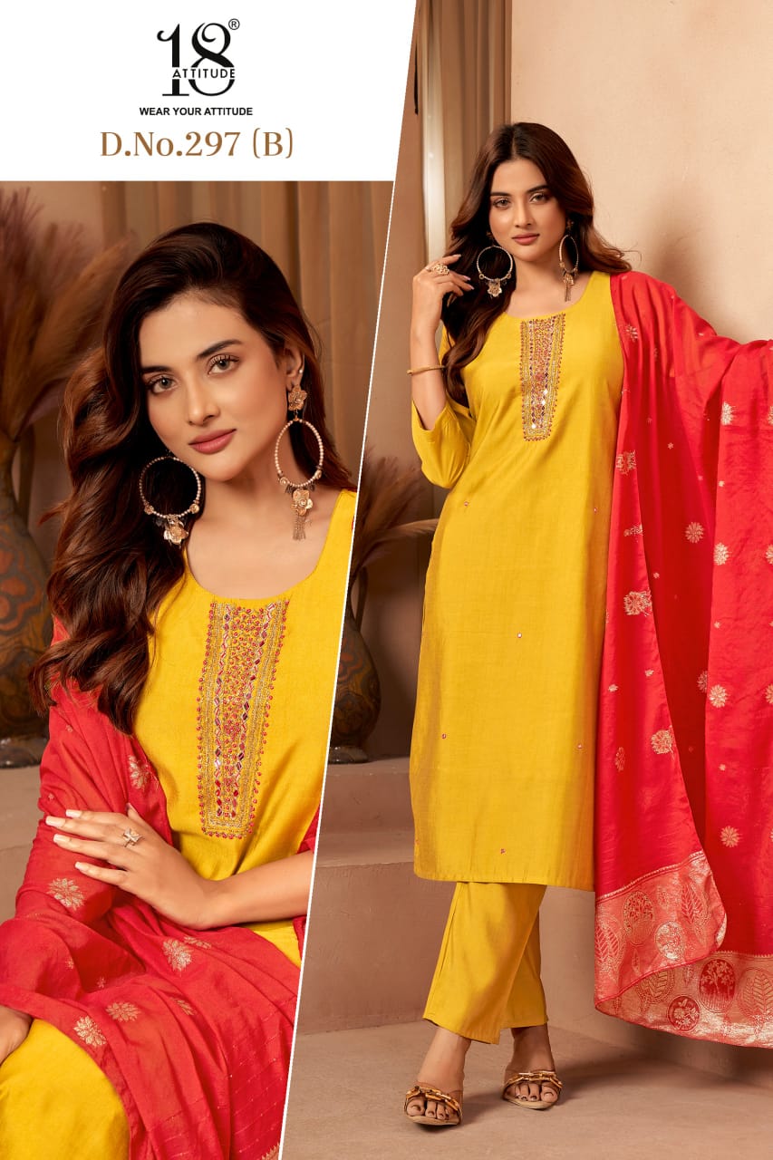 Design 294-297 18 Attitude Readymade Pant Style Suits Supplier Gujarat