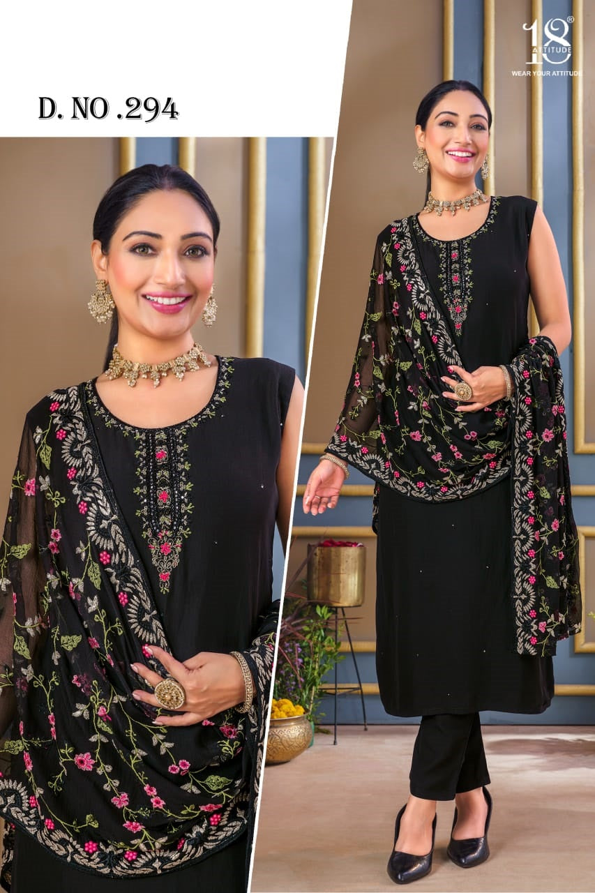 Design 294-297 18 Attitude Readymade Pant Style Suits Supplier Gujarat