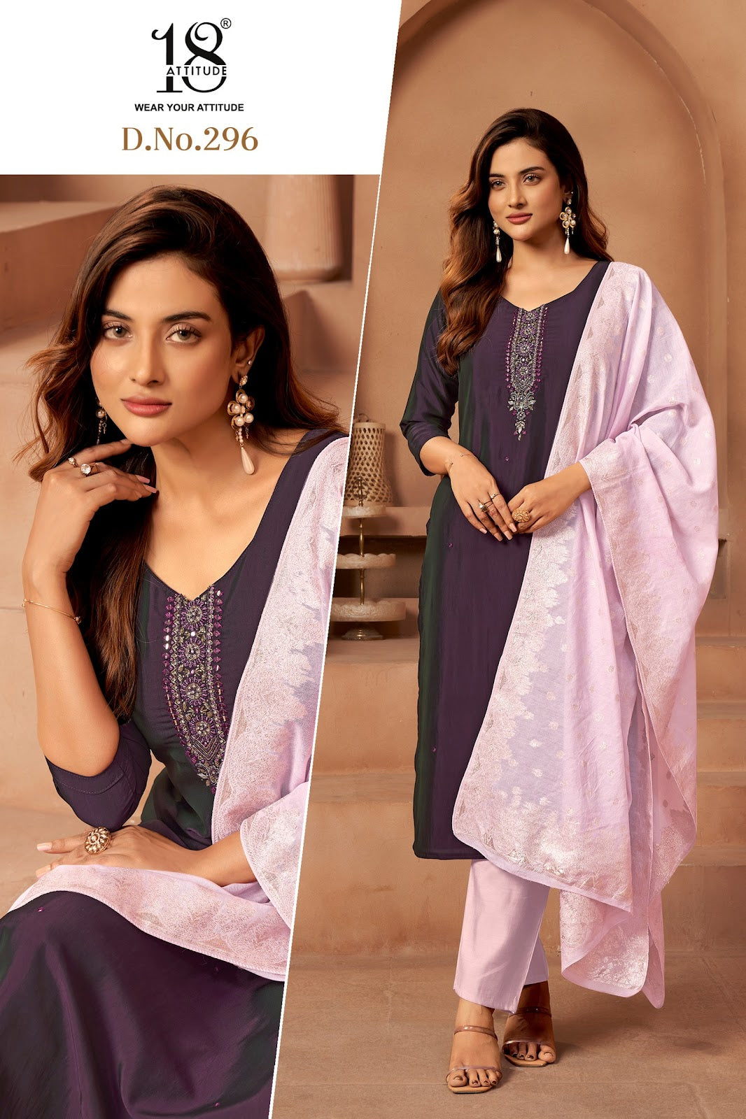 Design 294-297 18 Attitude Readymade Pant Style Suits Supplier Gujarat