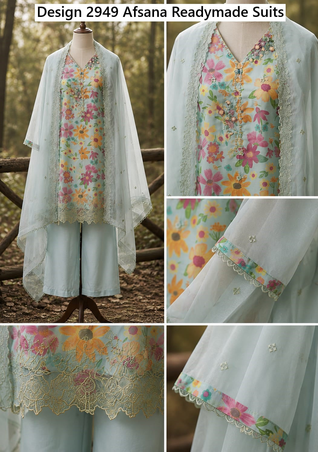 Design 2949 Afsana Organza Readymade Suits Wholesale Price