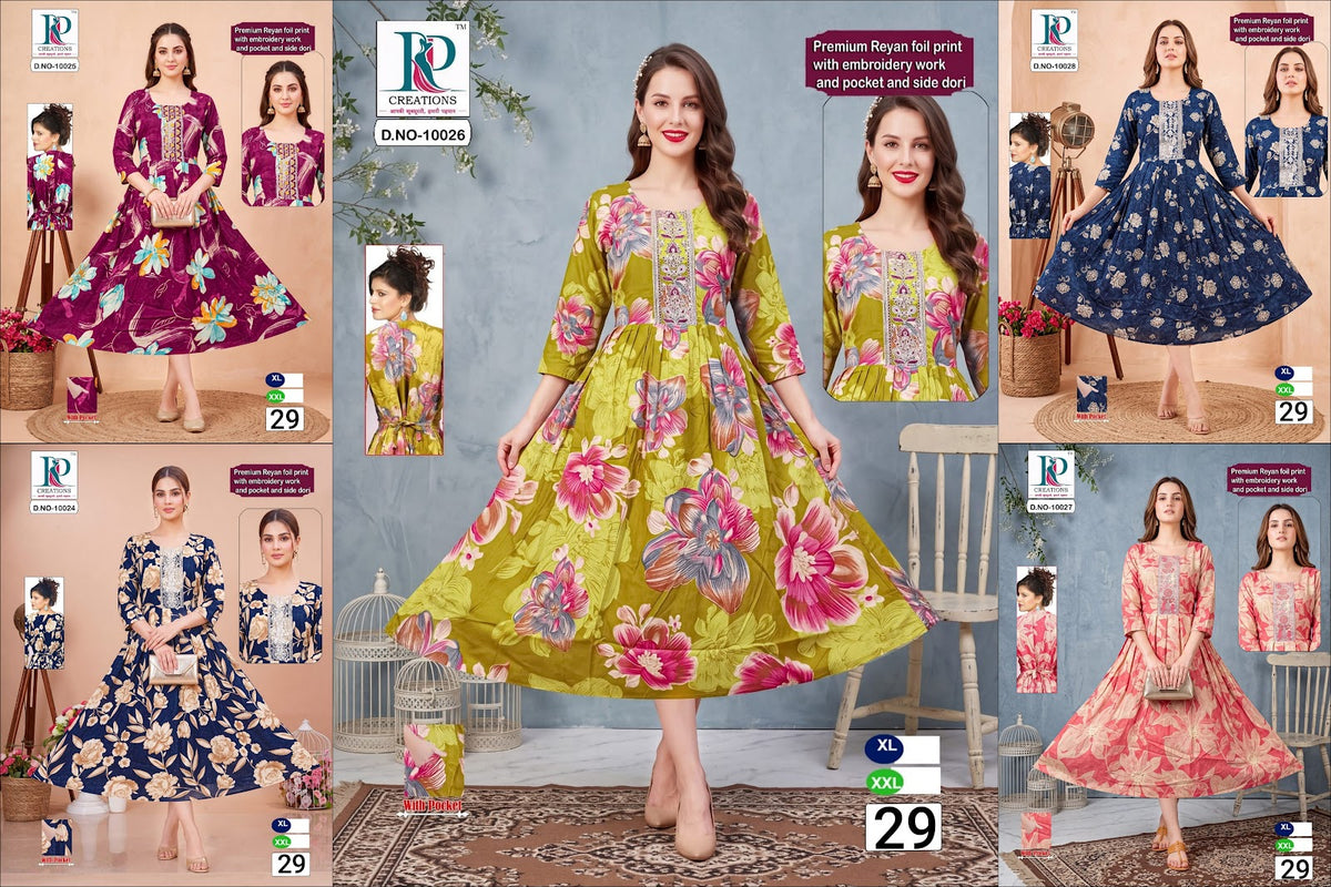 Design 29 Rd Rayon Anarkali Kurtis Manufacturer Ahmedabad