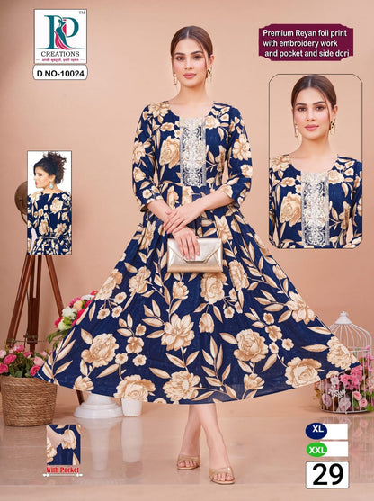 Design 29 Rd Rayon Anarkali Kurtis Manufacturer Ahmedabad