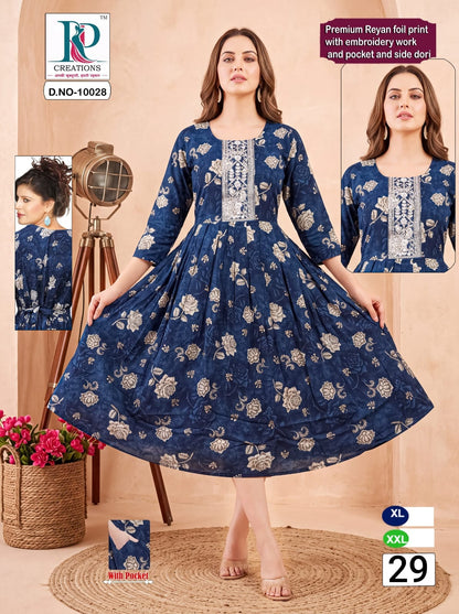 Design 29 Rd Rayon Anarkali Kurtis Manufacturer Ahmedabad