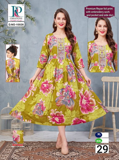 Design 29 Rd Rayon Anarkali Kurtis Manufacturer Ahmedabad