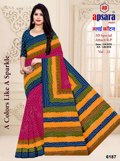 Design 2 Apsara Print Cotton Sarees Supplier Ahmedabad