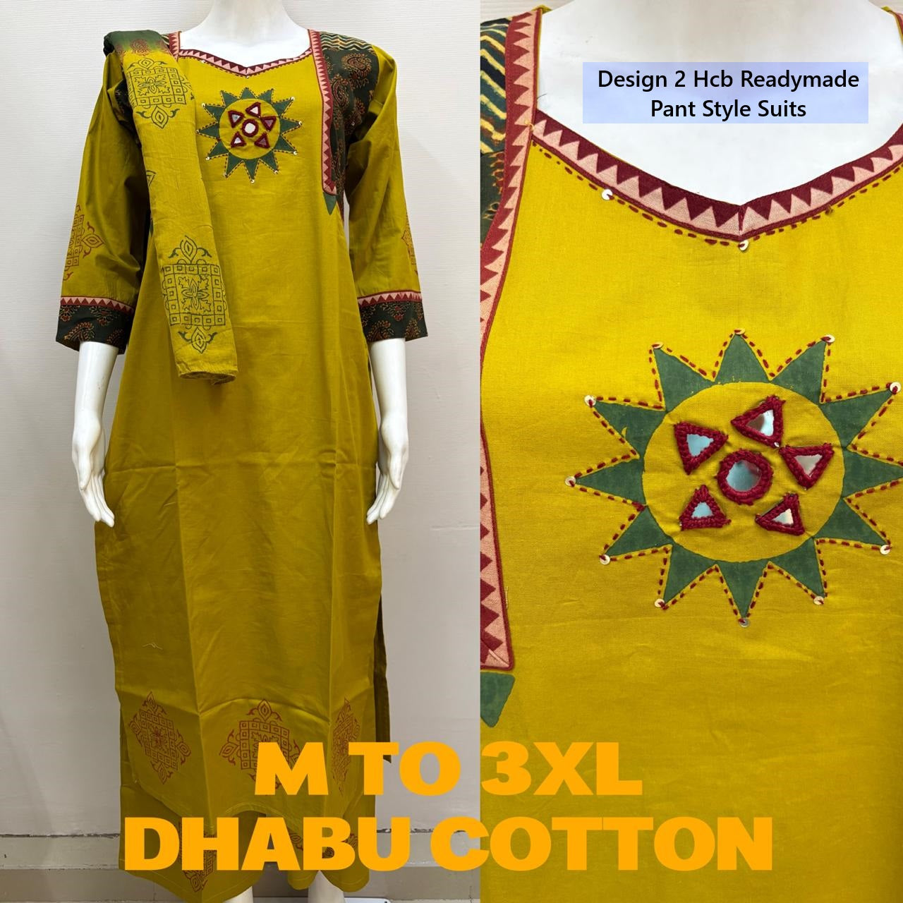 Design 2 Hcb Cotton Readymade Pant Style Suits Supplier