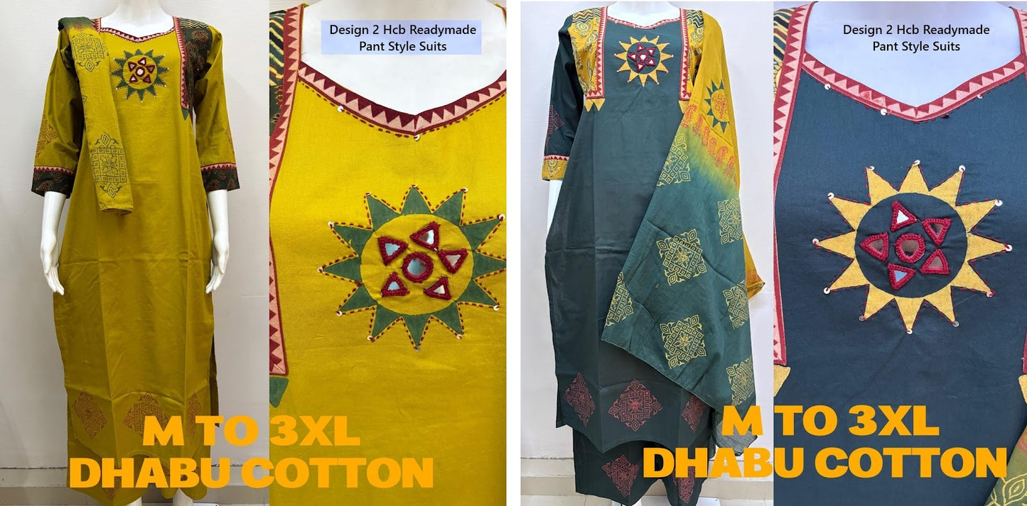Design 2 Hcb Cotton Readymade Pant Style Suits Supplier