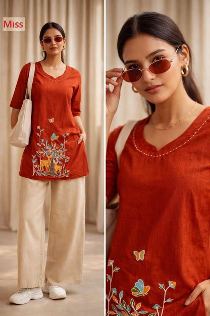 Design 2 Miss Cotton Short Kurtis Exporter