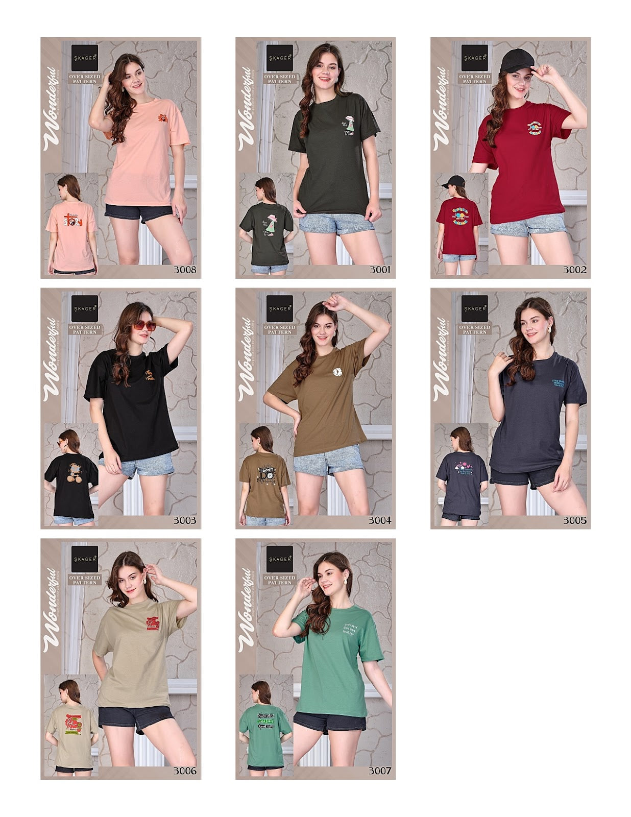 Design 3001-3008 Skager Cotton Women Oversized Tshirt Wholesale Price