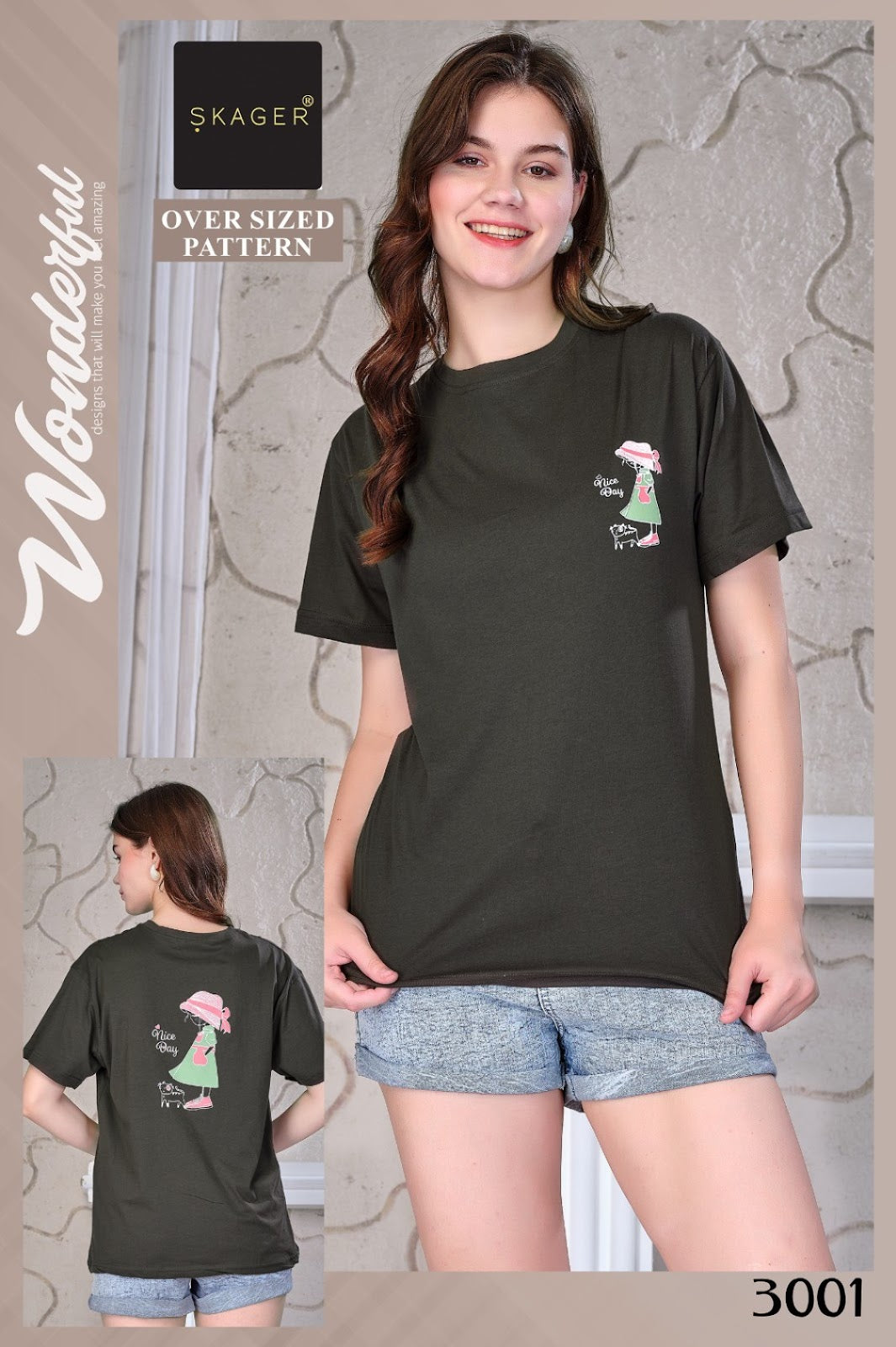 Design 3001-3008 Skager Cotton Women Oversized Tshirt Wholesale Price