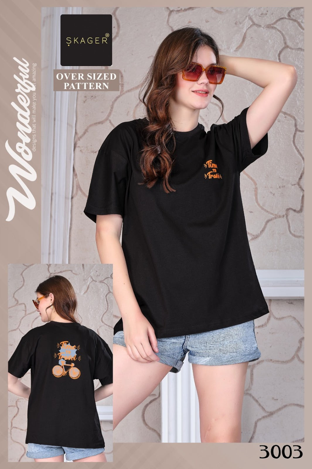 Design 3001-3008 Skager Cotton Women Oversized Tshirt Wholesale Price