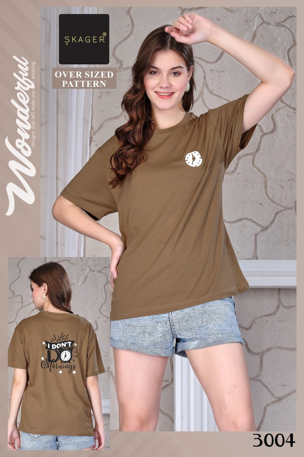 Design 3001-3008 Skager Cotton Women Oversized Tshirt Wholesale Price