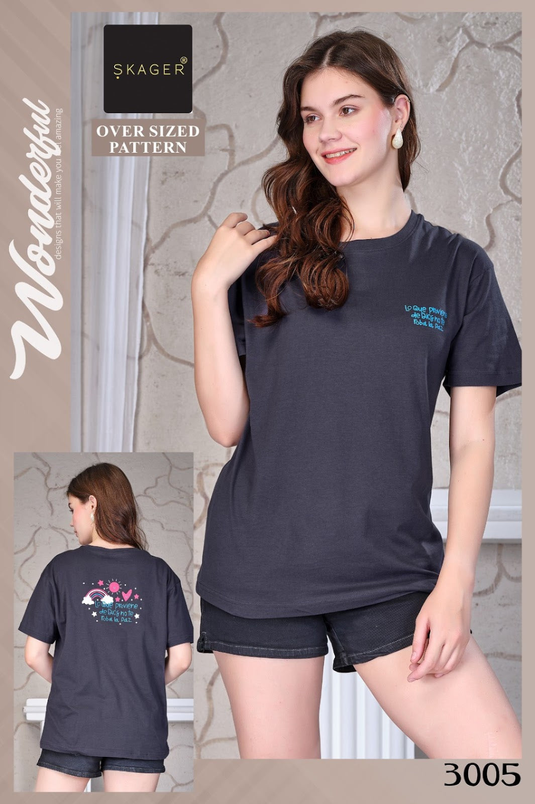 Design 3001-3008 Skager Cotton Women Oversized Tshirt Wholesale Price