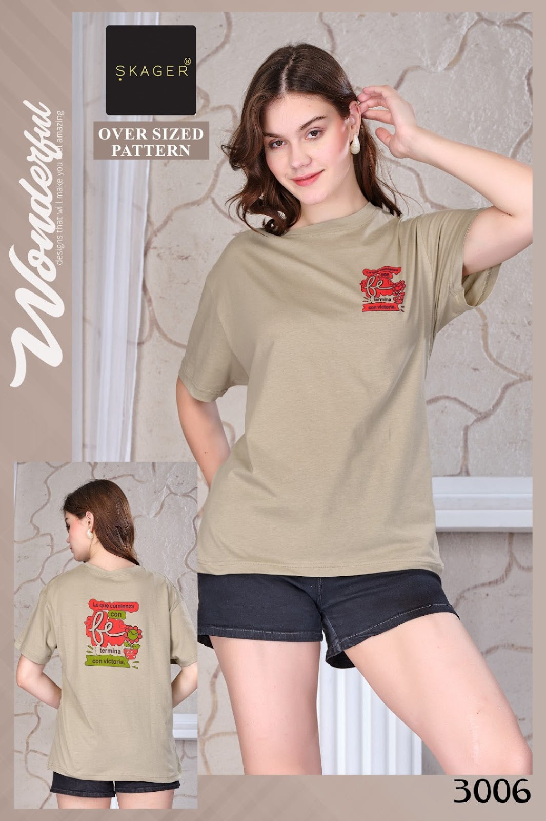 Design 3001-3008 Skager Cotton Women Oversized Tshirt Wholesale Price