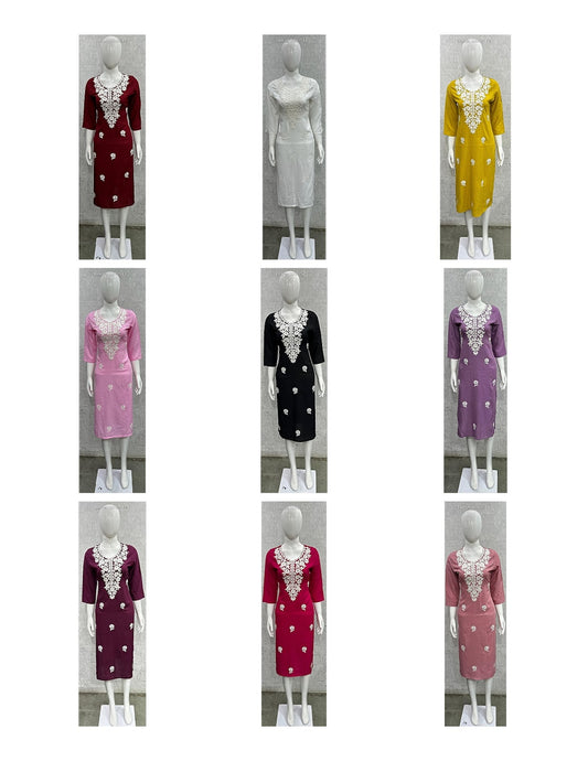 Design 300425 Ffi Rayon Long Straight Kurti Wholesaler