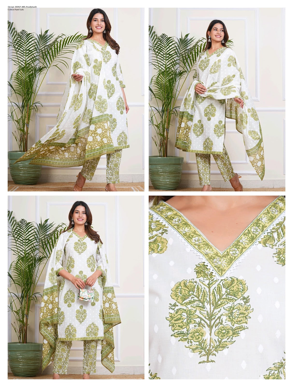 Design 300425 Mfs Readymade Cotton Pant Suits Wholesale