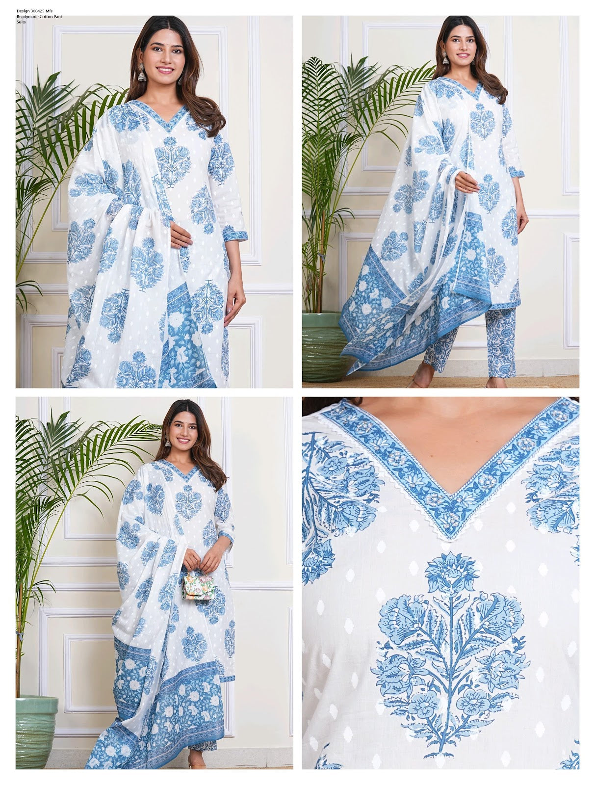 Design 300425 Mfs Readymade Cotton Pant Suits Wholesale