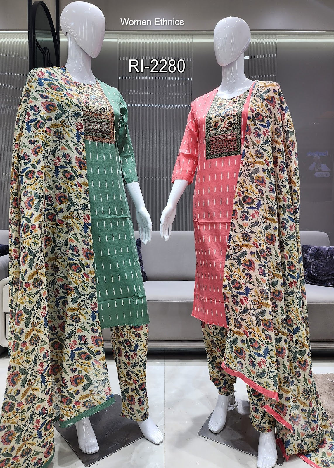 Design 300425 Women Ethnics Soft Cotton Readymade Pant Style Suits Manufacturer India