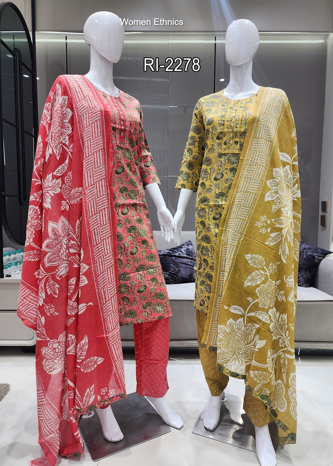 Design 300425 Women Ethnics Soft Cotton Readymade Pant Style Suits Manufacturer India