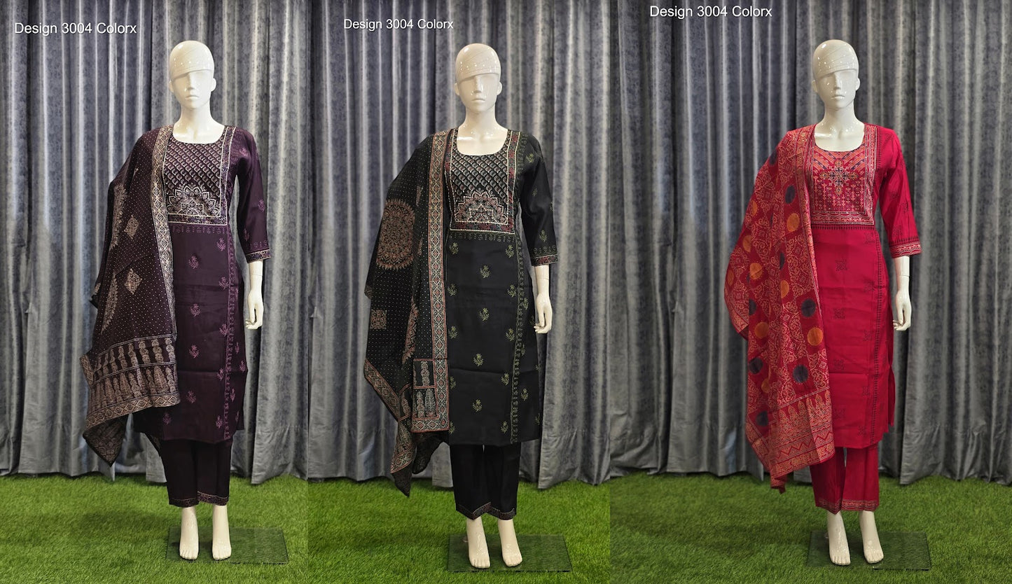 Design 3004 Colorx Roman Silk Readymade Pant Style Suits Exporter India