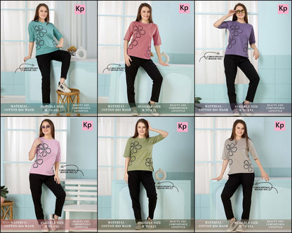 Design 3005 Kp Cotton Biowashed Pyjama Night Suits Supplier Gujarat