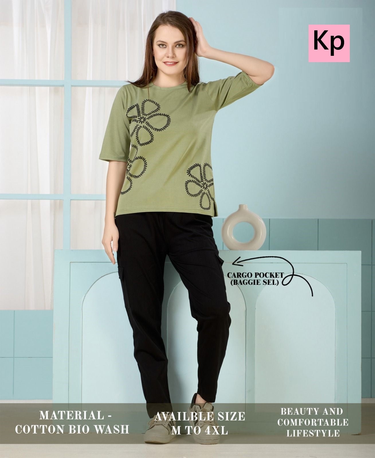 Design 3005 Kp Cotton Biowashed Pyjama Night Suits Supplier Gujarat