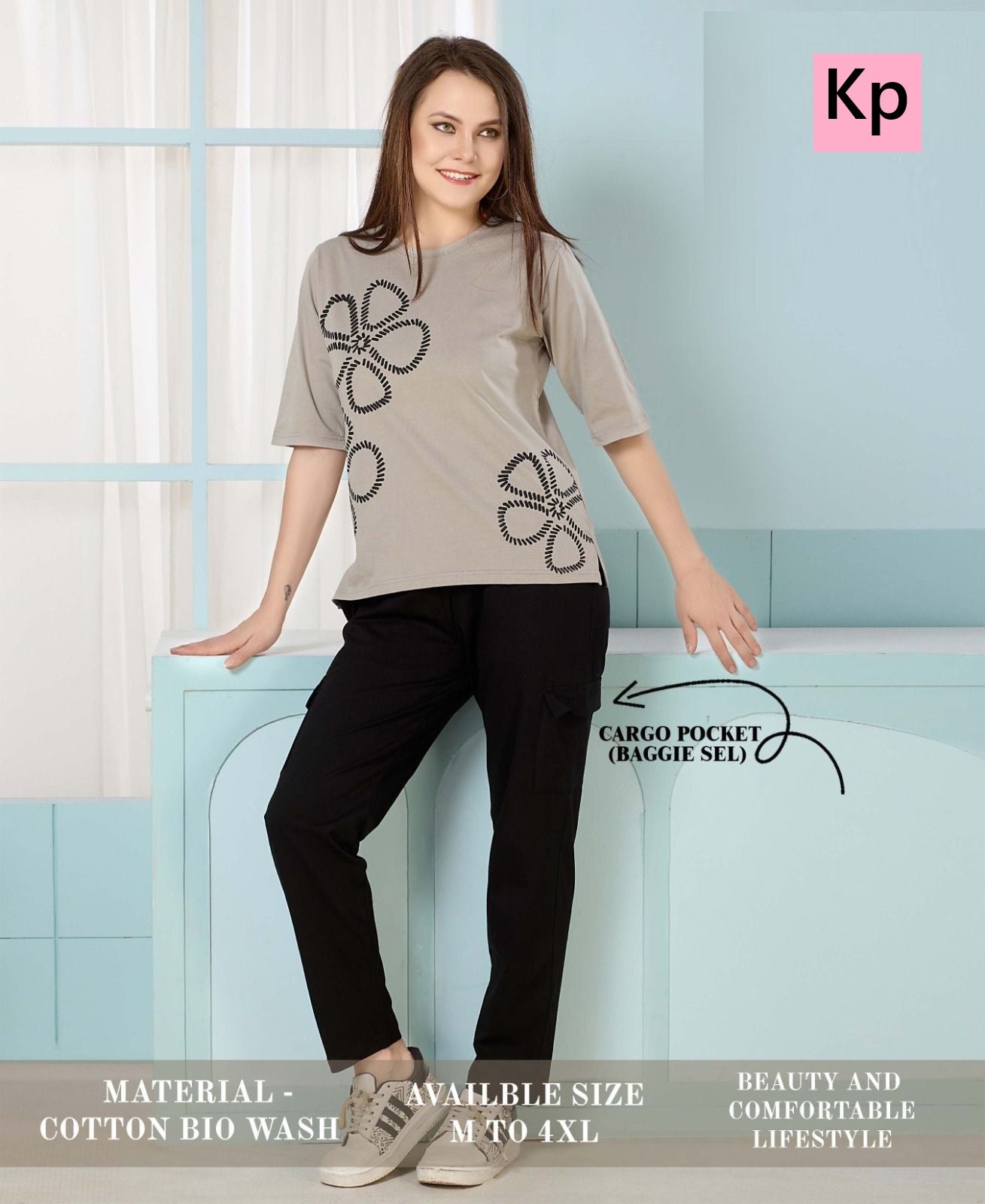 Design 3005 Kp Cotton Biowashed Pyjama Night Suits Supplier Gujarat