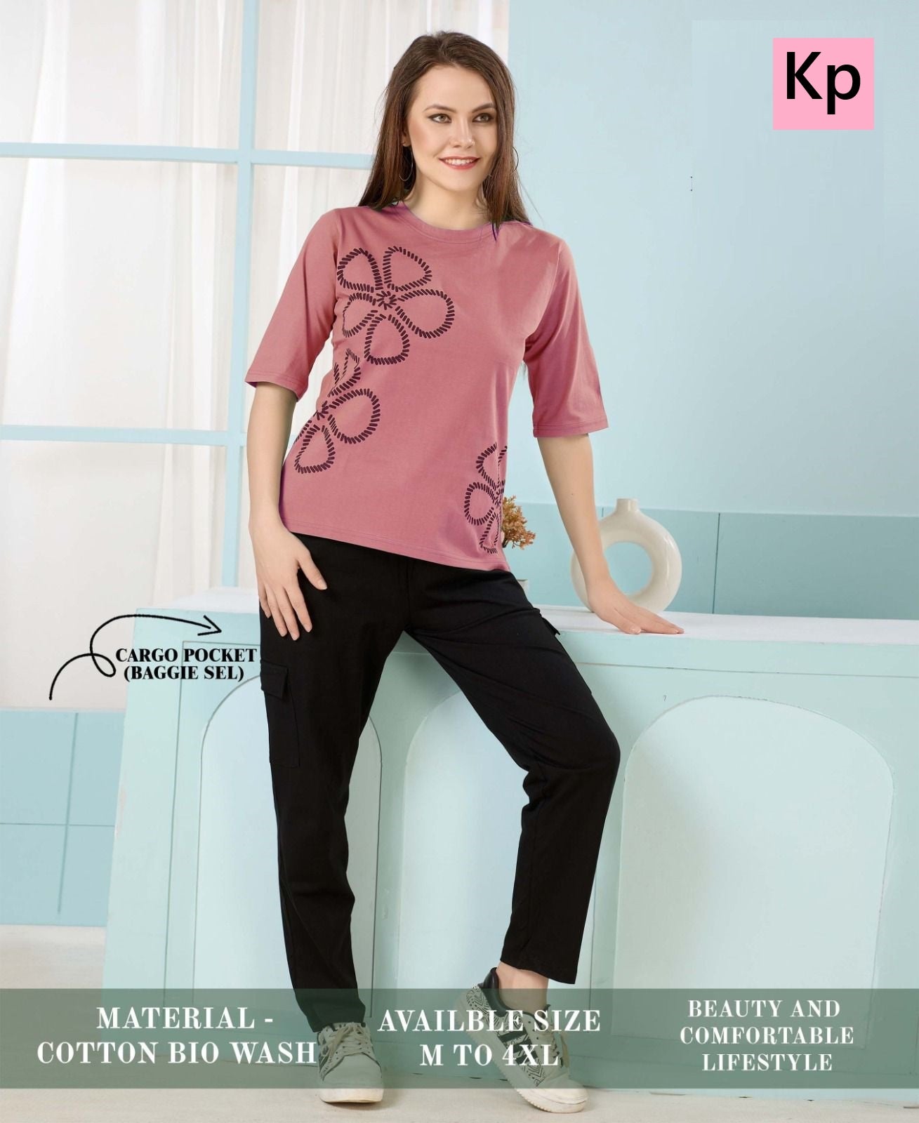 Design 3005 Kp Cotton Biowashed Pyjama Night Suits Supplier Gujarat