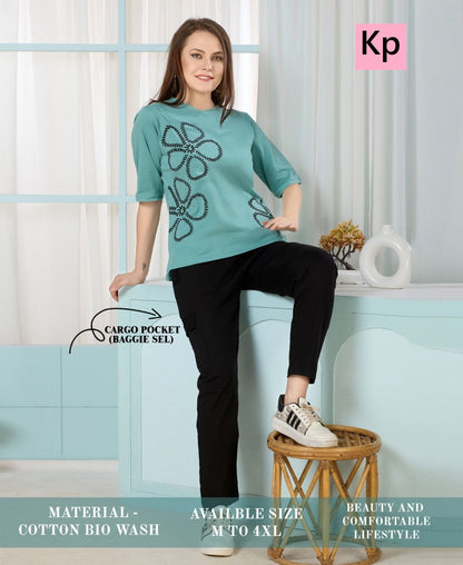 Design 3005 Kp Cotton Biowashed Pyjama Night Suits Supplier Gujarat