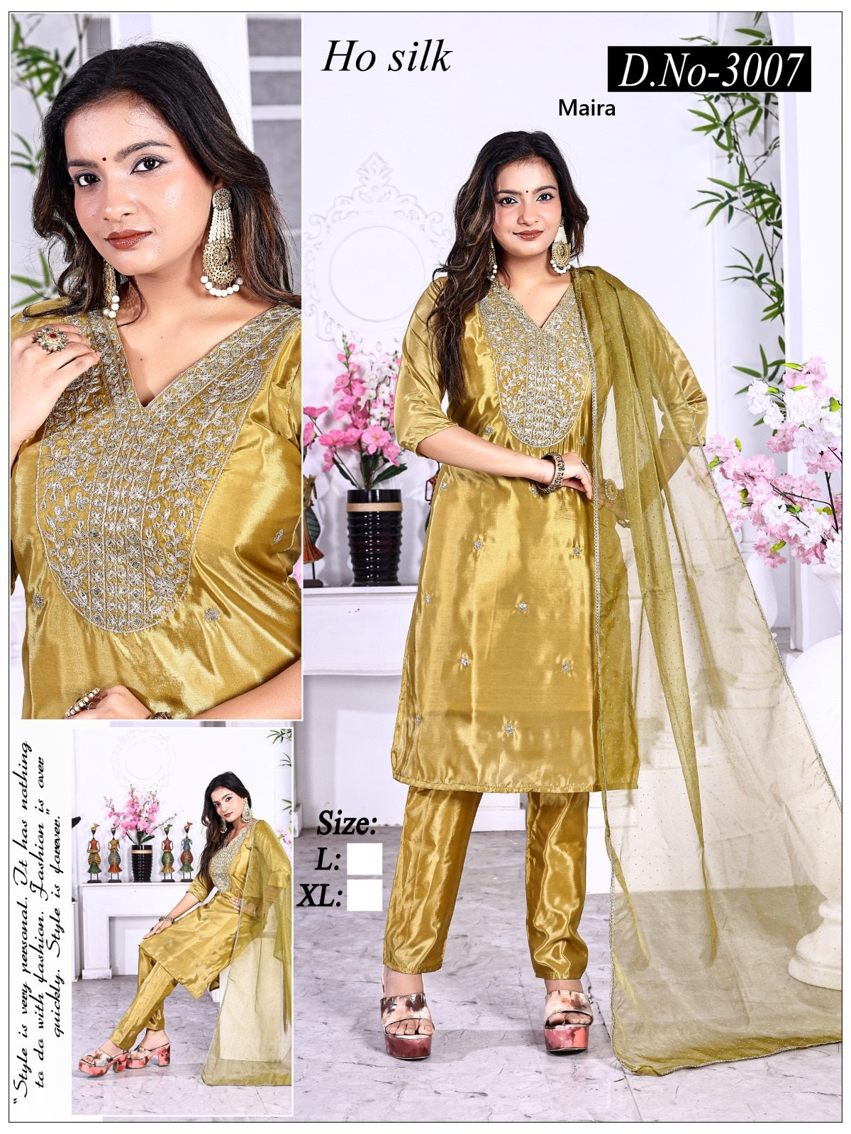 Design 3006-3009 Maira Silk Readymade Pant Style Suits Wholesale Rate