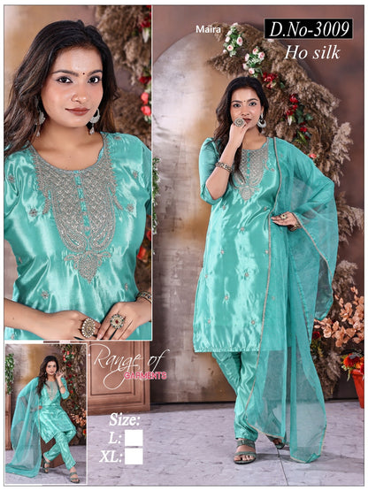 Design 3006-3009 Maira Silk Readymade Pant Style Suits Wholesale Rate