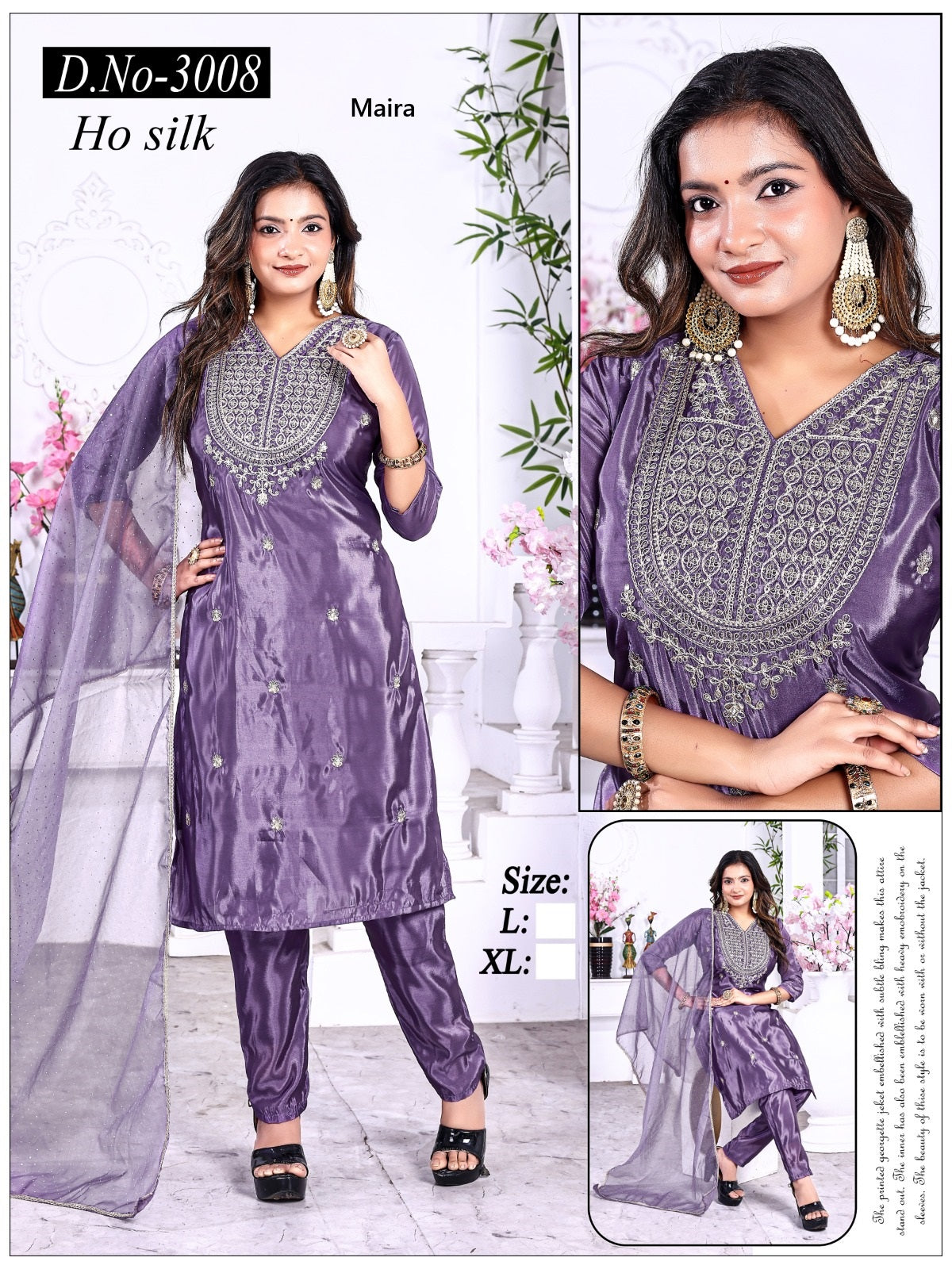 Design 3006-3009 Maira Silk Readymade Pant Style Suits Wholesale Rate