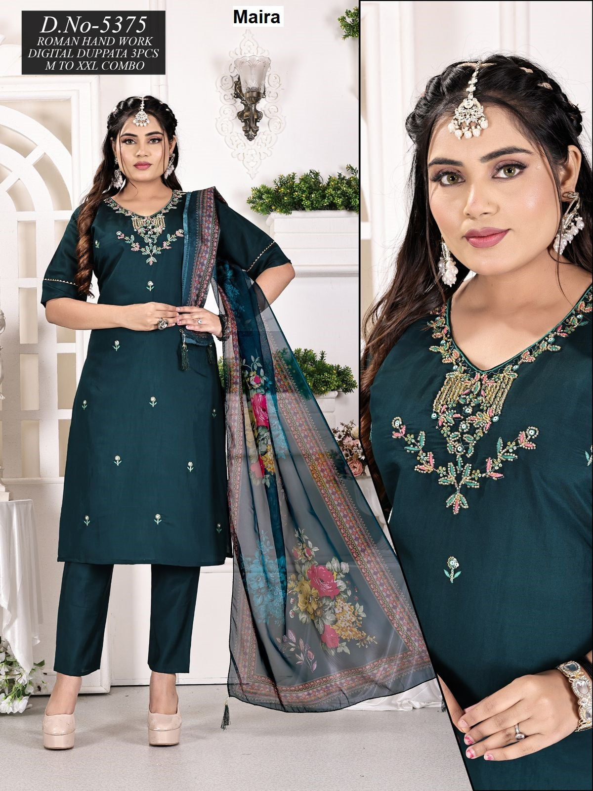 Design 300825 Maira Roman Readymade Pant Style Suits Wholesaler