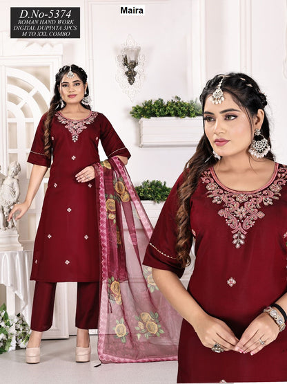 Design 300825 Maira Roman Readymade Pant Style Suits Wholesaler
