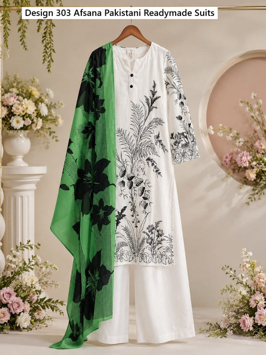 Design 303 Afsana Natural Crape Pakistani Readymade Suits Manufacturer Gujarat