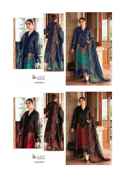 Design 304 Hazzel Cotton Karachi Salwar Suits Supplier India