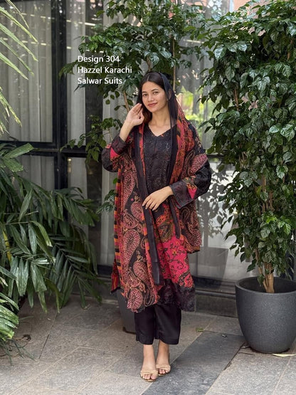 Design 304 Hazzel Cotton Karachi Salwar Suits Supplier India