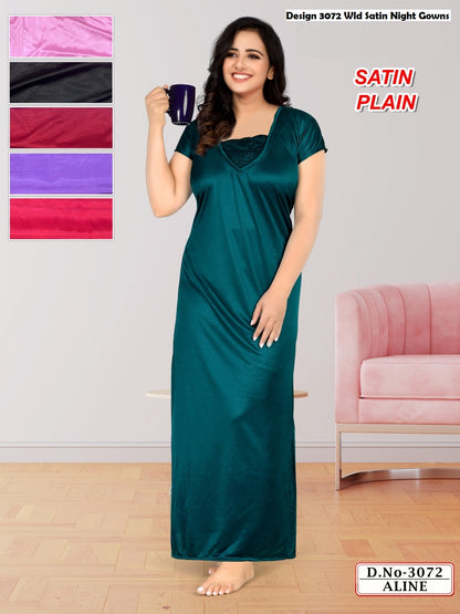 Design 3072 Wld Satin Night Gowns Exporter Ahmedabad