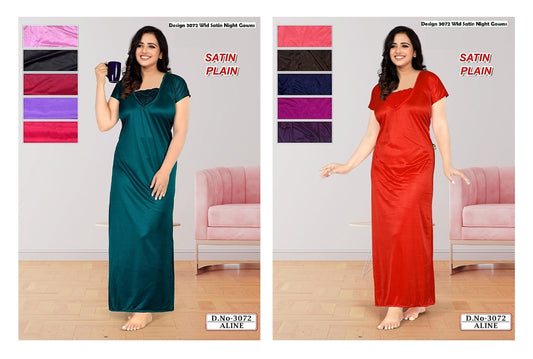 Design 3072 Wld Satin Night Gowns Exporter Ahmedabad