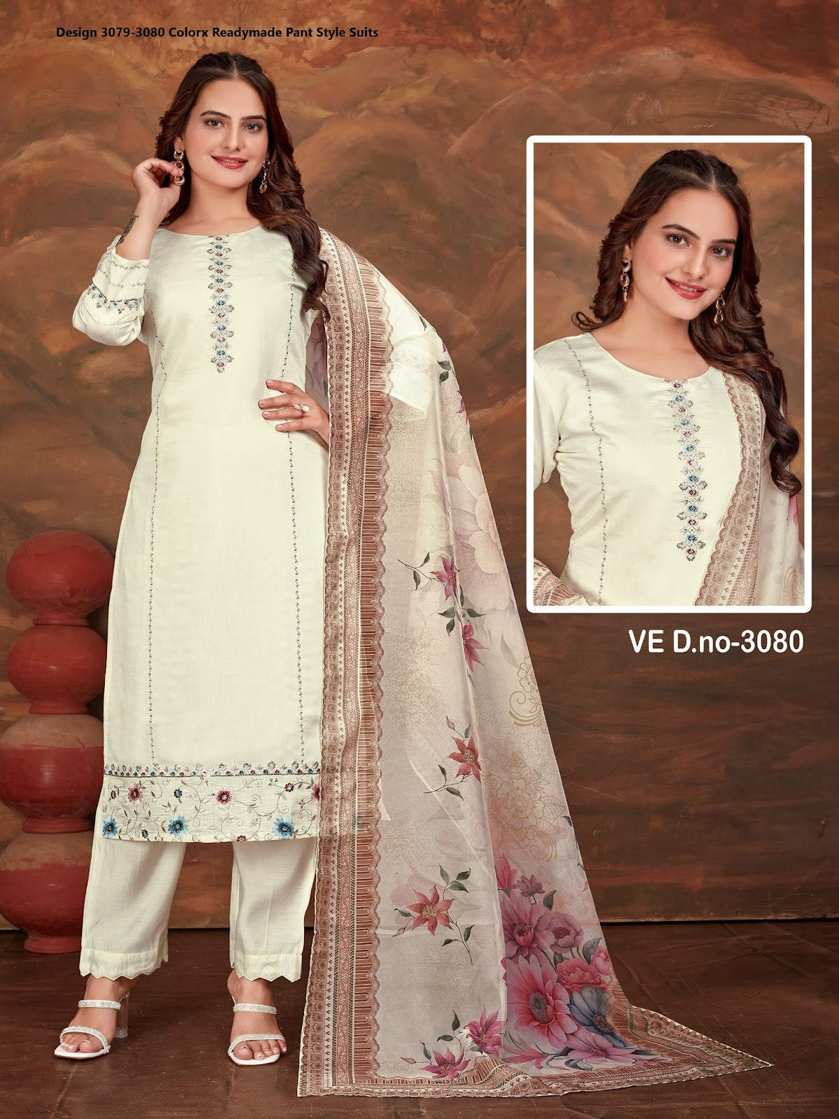 Design 3079-3080 Colorx Roman Readymade Pant Style Suits Wholesaler