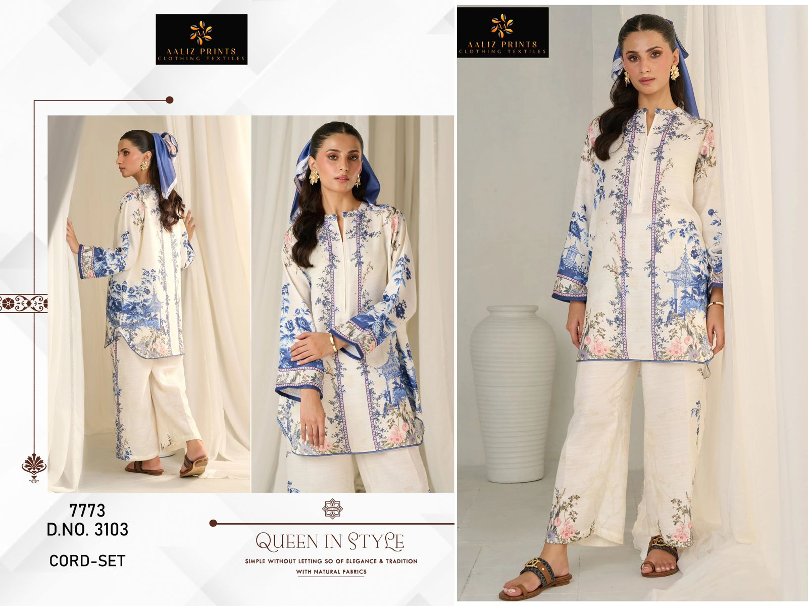 Design 3101-3103 Karachi Print Aaliz Prints Lawn Co Ord Set Exporter Gujarat