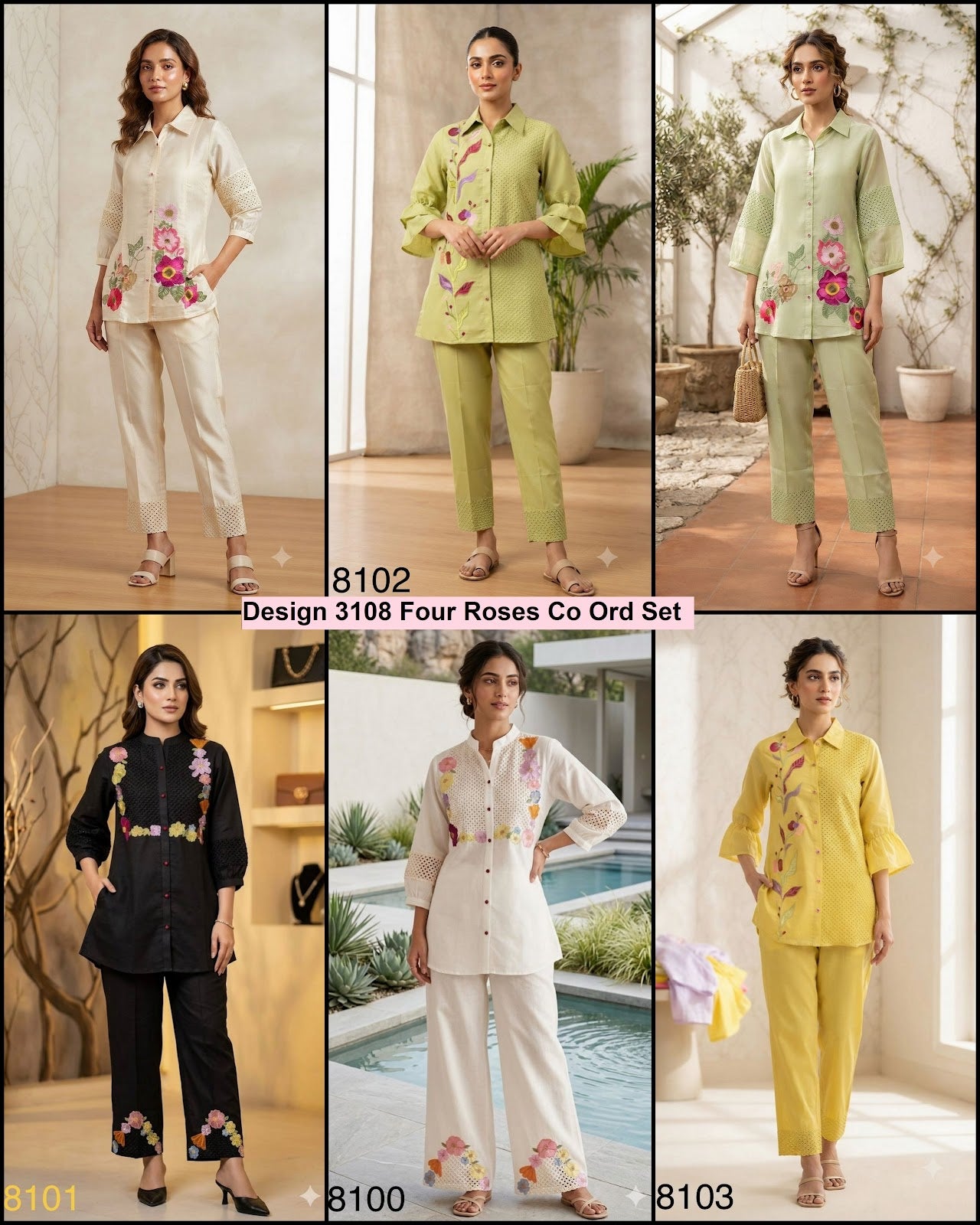 Design 3108 Four Roses Mull Chanderi Co Ord Set Manufacturer
