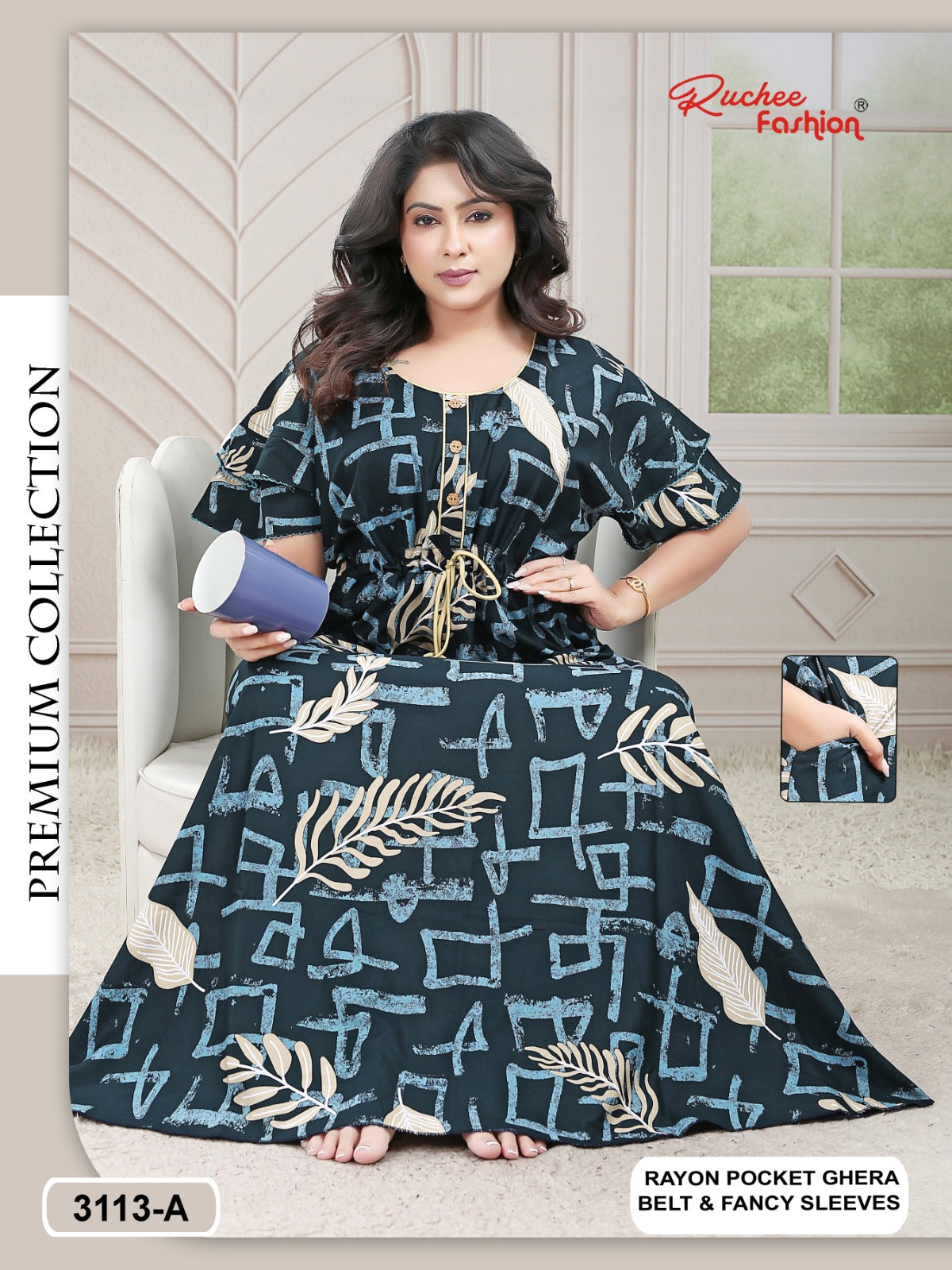 Design 3109-3113 Ruchee Fashion Rayon Night Gowns Supplier