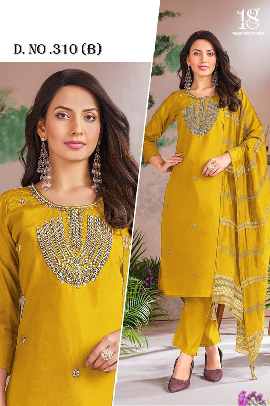 Design 310 B 18 Attitude Readymade Pant Style Suits Exporter Gujarat