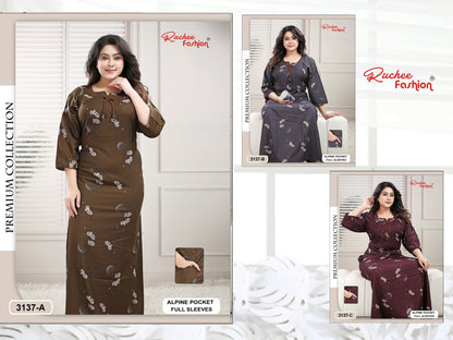 Design 3131 To 3140 Ruchee Fashion Alpine Night Gowns Manufacturer Gujarat