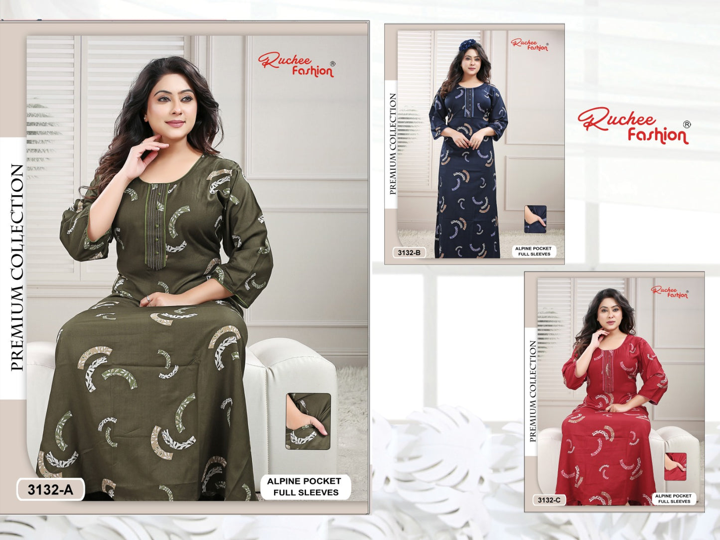 Design 3131 To 3140 Ruchee Fashion Alpine Night Gowns Manufacturer Gujarat